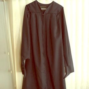 Master’s degree graduation cap and gown.